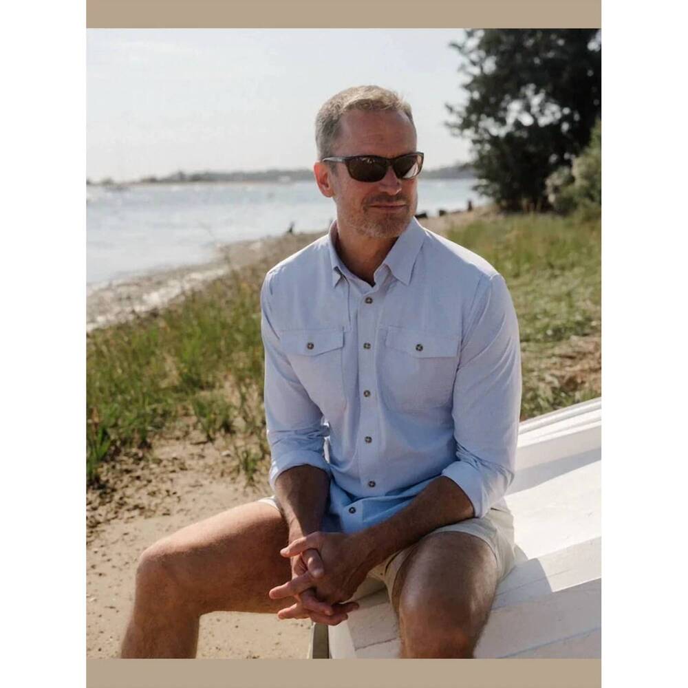 NEW GENTEAL dean vented long sleeve shirt in sky blue